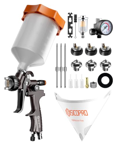 LVLP Spray Gun, Automotive Paint Gun with 10 Filter Paper - color: Brown