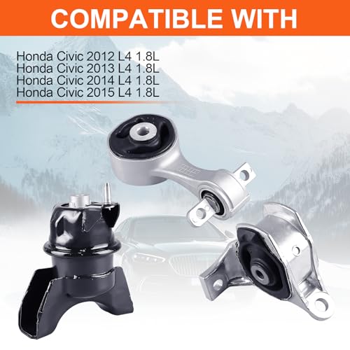 Engine Motor Mount Compatible with H-ONDA Civic 2012 2013 2014 2015 L4 1.8L，Replacement for A65090 A65056 A65050 - size: Civic 12-15 1.8L