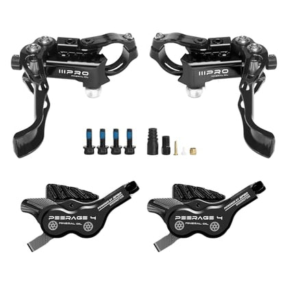 RACEDUEL IIIPRO PEERAGE4 4-Piston MTB Hydraulic Disc Brake Set - color: Black