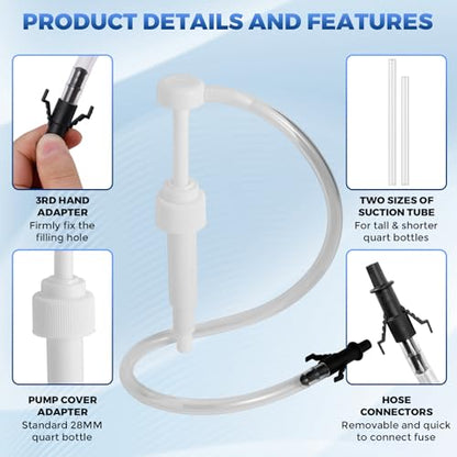 Fluid Pump for Standard Quart Bottles - 10cc Per Pump Stroke， Transmission Fluid Pump with 3rd Hand Adapter，differential fluid pump Transmission Fluid 2025 upgraded model with strong suction power