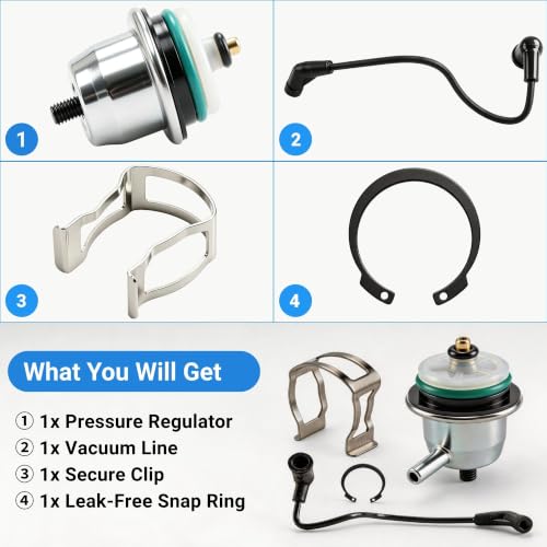 17113556 Fuel Injection Pressure Regulator With Vacuum Line for GM Chevrolet Avalanche Silverado Express 1500 2500 3500, for GMC Envoy Sava Sierra Yukon Xl, for Buick Rainier Cadillac Escalade