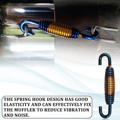 Motorcycle Exhaust Spring with Swivel Hooks, 40-60 mm Extended Range Stainless Steel Exhaust Pipe Spring Fasteners for Motorcycles, Scooters, ATVs Exhaust Pipe Muffler Swivel Springs (G/B)