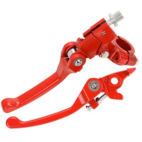 HIAORS Red Brake Folding Clutch Lever with Perch for 7/8" Handlebar 110cc 125cc SSR125 SSR70 TTR125 Xmotos Apollo Thumpstar 125 CRF50 XR klx 140 Chinese Pit Dirt Bike Motorcycle - color: Red