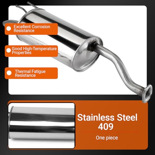 409 Stainless Steel Rear Exhaust Muffler for 2012-2015 Honda Civic HC09 - size: w/ Hanger For 2012-2015 Honda Civic