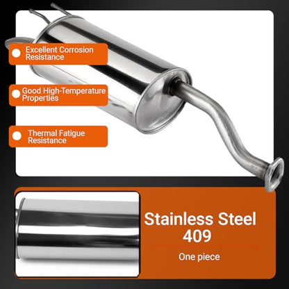 409 Stainless Steel Rear Exhaust Muffler for 2012-2015 Honda Civic HC09 - size: w/ Hanger For 2012-2015 Honda Civic