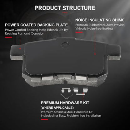 cciyu D958 D1451 Brake Pads w/Hardware Front Rear Disc Brake Pad Set - size: Front[D958] + Rear[D1451]