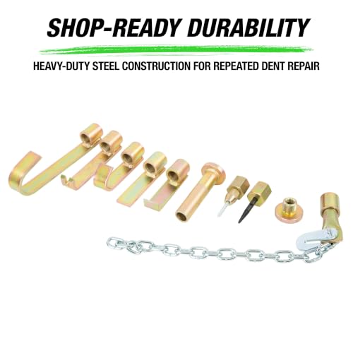 OEMTOOLS 25922 Dent Puller Kit, 10-Piece Drop Forged Steel Dent Removal Kit For Cars, Includes 10 lb. Slide Hammer, Hooks, Drivers, Fasteners, And Tools