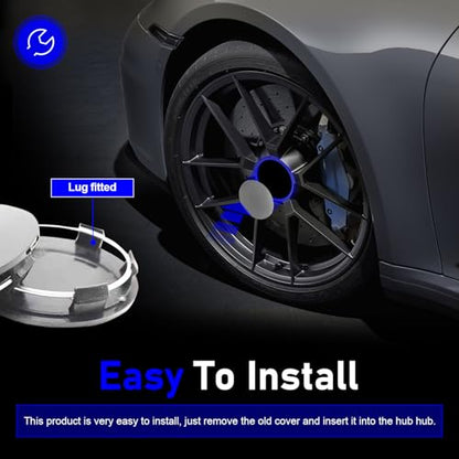 4 PCS Car Wheel Center Hub Cover, ABS Snap-in Wheel Center Protective Cover, 60 MM Outer 56 MM Inner Diameter Rim Hub Caps, Universal for Most Cars (Silver) - color: Silver