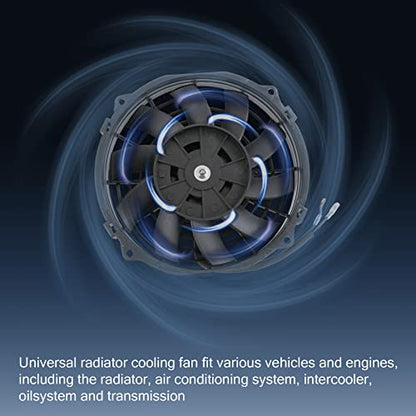 JDMSPEED New Universal 12V Slim Electric Radiator Cooling Fan Push Pull 7" Inch Mount Kit Black 10 Blades - color: Black, size: 7 Inch
