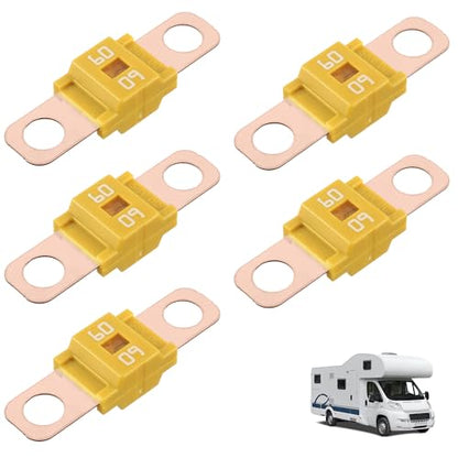5Pcs AMI/Midi Fuse Kit - High Current Bolt-on Fuses for Battery Fuse Replacement - Heavy Duty Truck Fuses for Cars, RVs, Construction Vehicles & Marine Audio Systems (60A) - size: 60A
