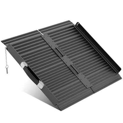 WHALEMOTOR Black Portable Wheelchair Ramp, 2FT No-sew Non-Slip Aluminum Wheelchair Ramp, Folding Portable Wheelchair Ramps for Home, Weight Capacity Up to 800 LBS, Loading Dock Plates - size: 2FT Using height 2-6"