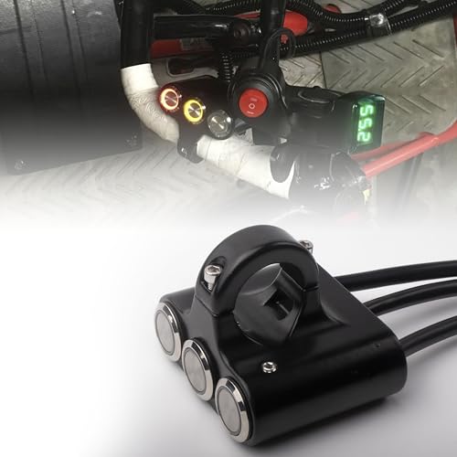 Motorcycle 3 Push Button Switch 7/8" 22mm Motorcycle Handlebar Switch Kit - 3 Push Button Aluminum Control for Lights & Accessories
