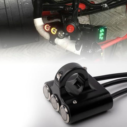 Motorcycle 3 Push Button Switch 7/8" 22mm Motorcycle Handlebar Switch Kit - 3 Push Button Aluminum Control for Lights & Accessories