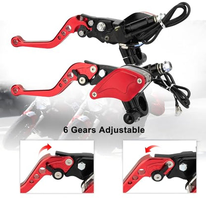 7/8" 22mm Motorcycle Brake Lever Clutch Master Cylinder Lever Set - color: Red