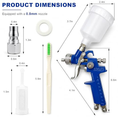 HVLP Touch Up Spray Gun with 0.8mm Nozzle, Mini Gravity Feed Car Detail Paint Gun Sprayer with 125cc Cup, Universal Detail Spot Repair Air Sprayer for Car Furniture Painting - color: 0.8 mm