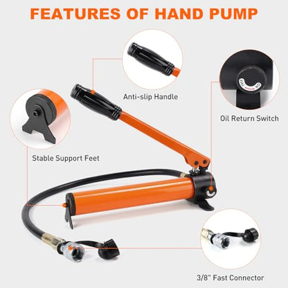 Nilight 20 Ton Hydraulic Cylinder Jack Porta Power Ram Kit with Hand Pump - size: 20T Jack + Hand pump