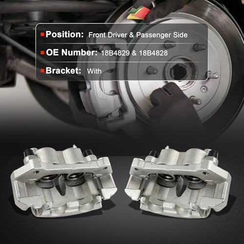 cciyu Front Left & Right Disc Brake Calipers With Bracket 18B4829 18B4828 - size: Front[18B4829+18B4828]