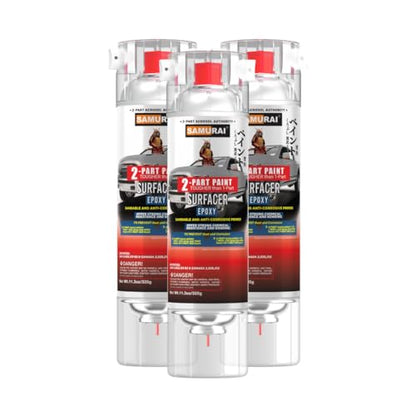 SAMURAI 2-Part Spray Paint Epoxy Primer for Car Surfacer (Metal Primer Red Oxide, Pack of 3 Cans) - color: Metal Primer Red Oxide, size: 11.3 Ounce (Pack of 3)