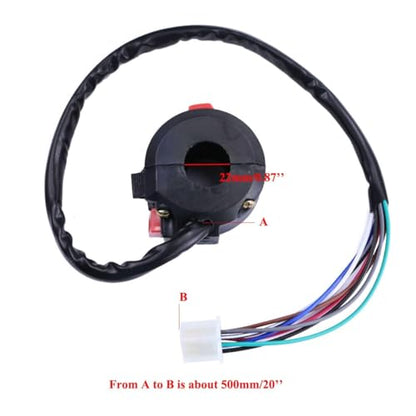 PRO BAT Left Kill Start Button Light Switch Housing 7/8'' 22mm - style: 50cc Switch with Female Plugs