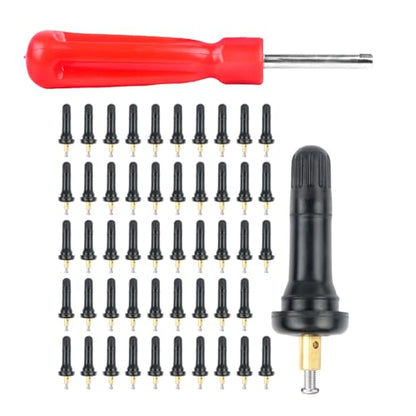 50PCS TPMS 20008 Snap-in Tire Pressure Sensor Valve Stems Rubber Tire Valve Stem Fit for GMC Ford Chevy Subaru Pontiac, with 1PCS Red Wrench
