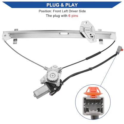 Obaee Window Regulator with Motor Front Left Driver Side, Replace 748-129 - size: Front Left Driver Side