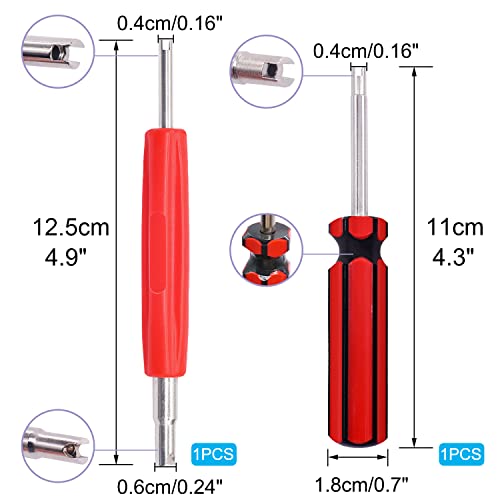 Tire Valve Stem Puller Installer Tool Kit - 10PCS Valve Cores, 10PCS TR412 Tire Valve Stem, 4-Way Valve Tool, Single and Dual Heads Valve Core Remover Tire Repair Tool - size: 24PCS