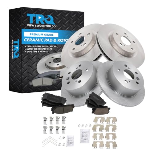 TRQ Front and Rear Ceramic Brake Pad and Rotor Set - style: BKA11184