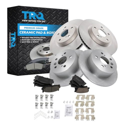 TRQ Front and Rear Ceramic Brake Pad and Rotor Set - style: BKA11184