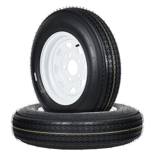 GarveeTech 5.30-12 Trailer Tire and Wheel Assembly, 5 Lug, Set of 2 - size: 5.30-12, style: 5 Lug