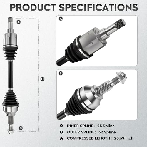 ILONPA NEW Front Left CV Axle Shaft Assembly, Driver Side, FWD Only