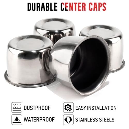 Rtrhinotuning Stainless Steel Push Through Center Caps 3.31" for Trailer Truck Rv Wheel Rims Chrome Trailer Hub Cap 2.34" Hight 4 PCS Wheel Center Caps - color: Chrome, size: 3.31" Center Hole, 2.34" Height