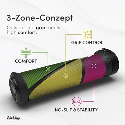 Wittkop Bike Grips With Innovative 3-Zone Design Made in Germany - Ergonomic Non-Slip Comfort and EFC Zones for Optimized Grip & Comfort - Handlebar - style: Sport