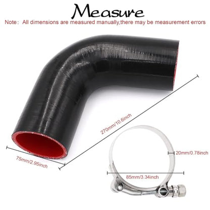 90 Degree Elbow 2.5 inch Silicone Coupler Intercooler Hose 4-Ply - size: ID 2.5"