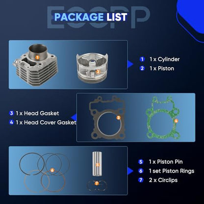 ECCPP 228CC Cylinder Piston Top End Kit for Kawasaki for KLF250 Bayou - size: 11005-1965