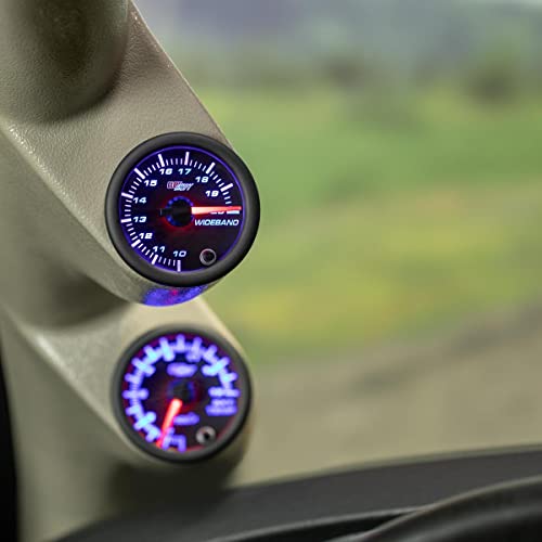 GlowShift Black 7 Color Analog Wideband Air Fuel Gauge Kit, 2-1/16" 52mm