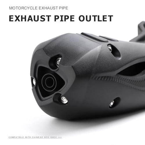 Mokuo Motorcycle Exhaust Assembly in Heavy Iron Material Compatible with Chinese GY6 125cc 150cc 4-Stroke Engine Scooter Moped RSZ 150cc,Xpro Bali 150