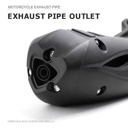 Mokuo Motorcycle Exhaust Assembly in Heavy Iron Material Compatible with Chinese GY6 125cc 150cc 4-Stroke Engine Scooter Moped RSZ 150cc,Xpro Bali 150