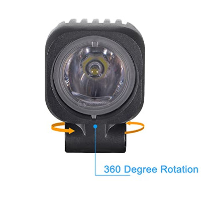 Raycharm Offroad 2" Semi-Round Motorcycle LED Fog Light Pods/Headlight, 6000K Cool-White Spot Beam, Rugged Die-Cast Aluminum Housing, Corrosion Resistant Waterproof, 12V/24V DC, 2-Pack - size: 2" Semi-round Spot Beam