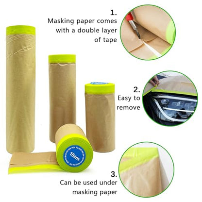 Tape and Drape, Paint Masking Paper, 4 Size 200feet, 6",12",18",24" - size: 6",12",18",24"
