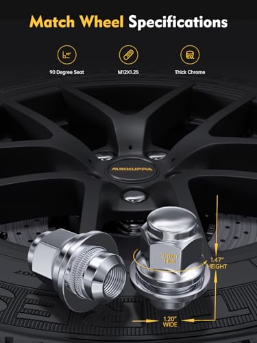 MIKKUPPA M12x1.25 Mag Lug Nuts, Chrome 24PCS OEM Flat Washer Wheel Nuts - color: Silver, size: M12X1.25-1.5" (38mm) Long, style: 24 PCS