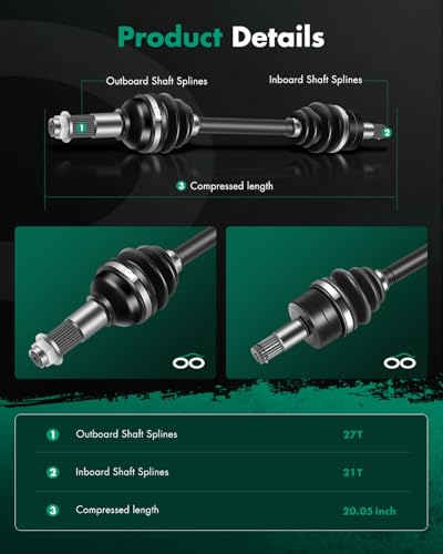 SCITOO Front CV Axle Shaft Assembly 2007-2014 for Yamaha Grizzly 550 700