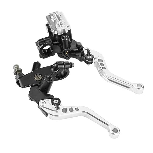 PACEWALKER Universal Motorcycle 7/8" 22mm Handlebar Brake Master Cylinder Clutch Lever Left & Right Set for Honda Kawasaki Suzuki Yamaha(Silver) - color: Silver