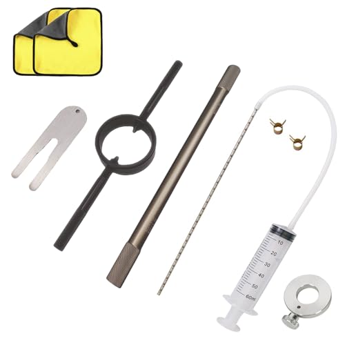 Fork Service Tool Kit, Universal Motorcycle Fork Tool with Fork Spring Compressor/Fork Oil Level Tool/Damper Rod Bleed Tool/Cleaning Towel