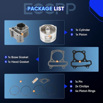 ECCPP 80cc BIG BORE Cylinder Piston Ring Gasket Top End Rebuild Kit 139QMB - size: 79CC-139QMB
