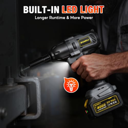 SOARFLY 1/2" Cordless Impact Wrench, 738 Ft-lbs (1000 N.m) Impact Gun - color: Black