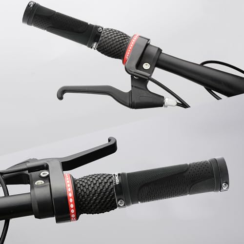 TOPCABIN Bike Handlebar Grips,Short Mini Bicycle Handlebar Grips Two-Color Rubber Bike Grips Fit Many Standard Bikes 2PCS 90MM Length - color: Aluminum Double Lock - Black - 90mm