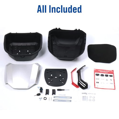 Japard Motorcycle Top Case 42L Daily Rear Tail Box Trunk, Lockable Storage Carrier, Waterproof Universal Mounting for Helmet Luggage (Silver White) - color: CLEARANCE! Silver White