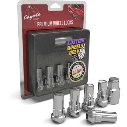 Wheel Accessories Parts 4 Locks + Key M12x1.25 12x1.25 Thread Closed End Bulge 1.90" Long Wheel Lock Chrome Dual Hex Key 13/16" and 3/4" Hex Fits Nissan Trucks Titan (Non XD) - color: Chrome, size: Nissan Trucks Titan (Non XD)