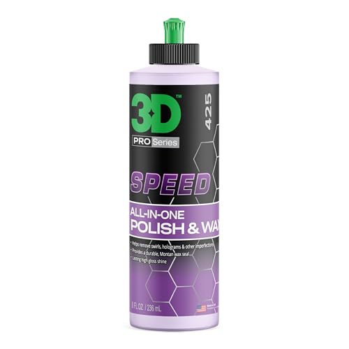 3D Speed All-In-One Polish & Wax – Scratch & Swirl Remover, Clear Coat Safe Paint Sealant – High Gloss Finish, Easy Application – 8oz – Made in USA - size: 8 Fl Oz (Pack of 1)
