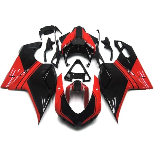 Red Black Fairings Body Work Cover Panel Kit Fit for Ducati 1098/848/1198 2007-2012 2008 2009 2010 2011 Motorcycle Injection Fairing Plastic Cowling Hull Frame Kits - color: Red Black